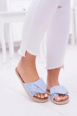 Boto Klapki Damskie Klasyczne*Damskie Klapki Z Kokardkami Pin-up Girl Błękitne