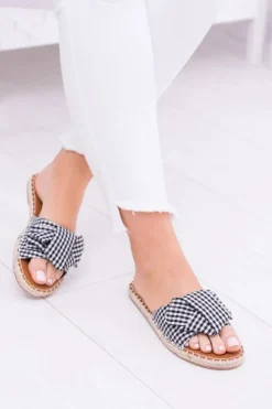 Best Boto Damskie Klapki Z Kokardkami Pin-up Girl Czarne