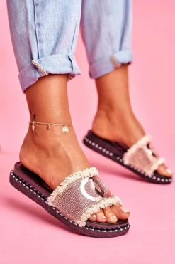 Damskie Boto Damskie Klapki Z Kryształkami Różowe Złoto Valley