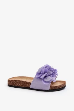 Sale Boto Damskie Klapki Z Kwiatami Fioletowe Lulania