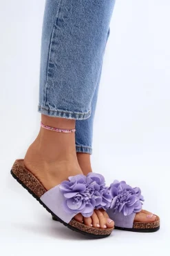Sale Boto Damskie Klapki Z Kwiatami Fioletowe Lulania