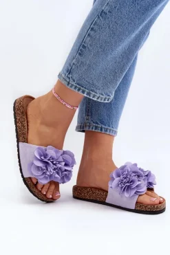 Sale Boto Damskie Klapki Z Kwiatami Fioletowe Lulania