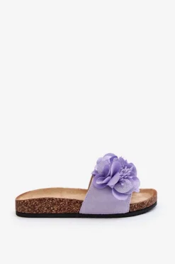 Sale Boto Damskie Klapki Z Kwiatami Fioletowe Lulania