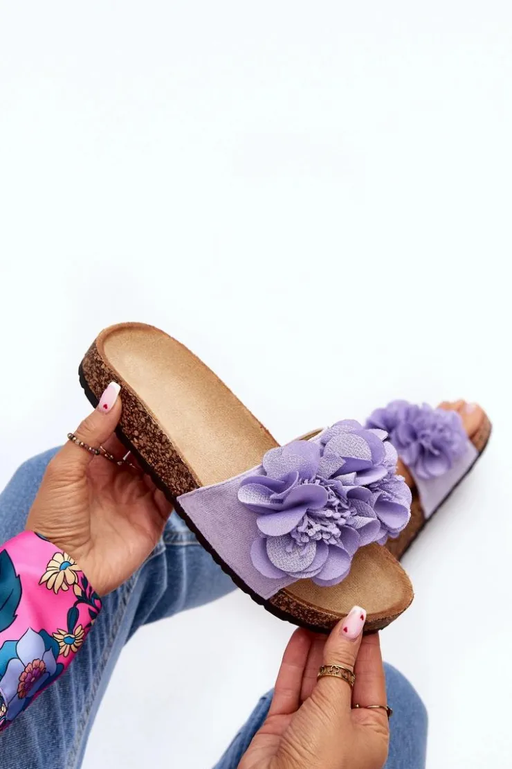 Sale Boto Damskie Klapki Z Kwiatami Fioletowe Lulania