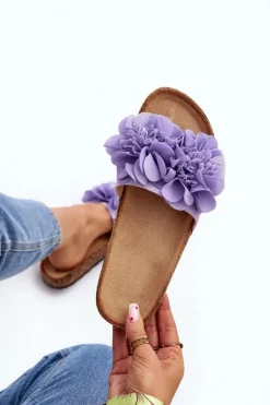 Sale Boto Damskie Klapki Z Kwiatami Fioletowe Lulania