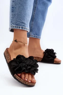 Boto Klapki Korkowe|Klapki Damskie Klasyczne*Damskie Klapki Z Kwiatami Czarne Lulania