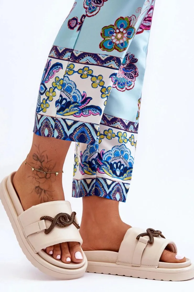 Best Boto Damskie Klapki Z Ozdobą Beżowe Verso