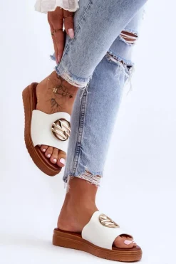 Boto Klapki Na Platformie|Klapki Damskie Klasyczne*Damskie Klapki Z Ozdobą Białe Secrets