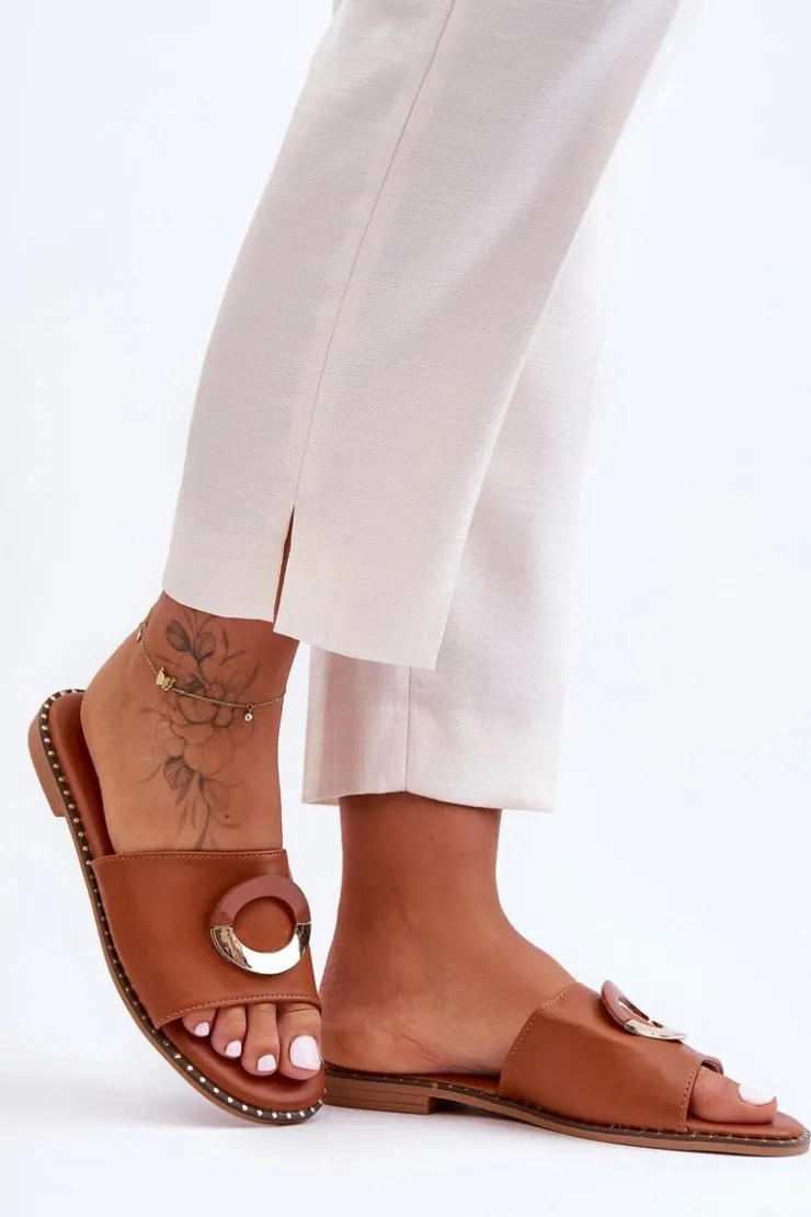 Damskie Boto Damskie Klapki Z Ozdobą Brązowe Sherry