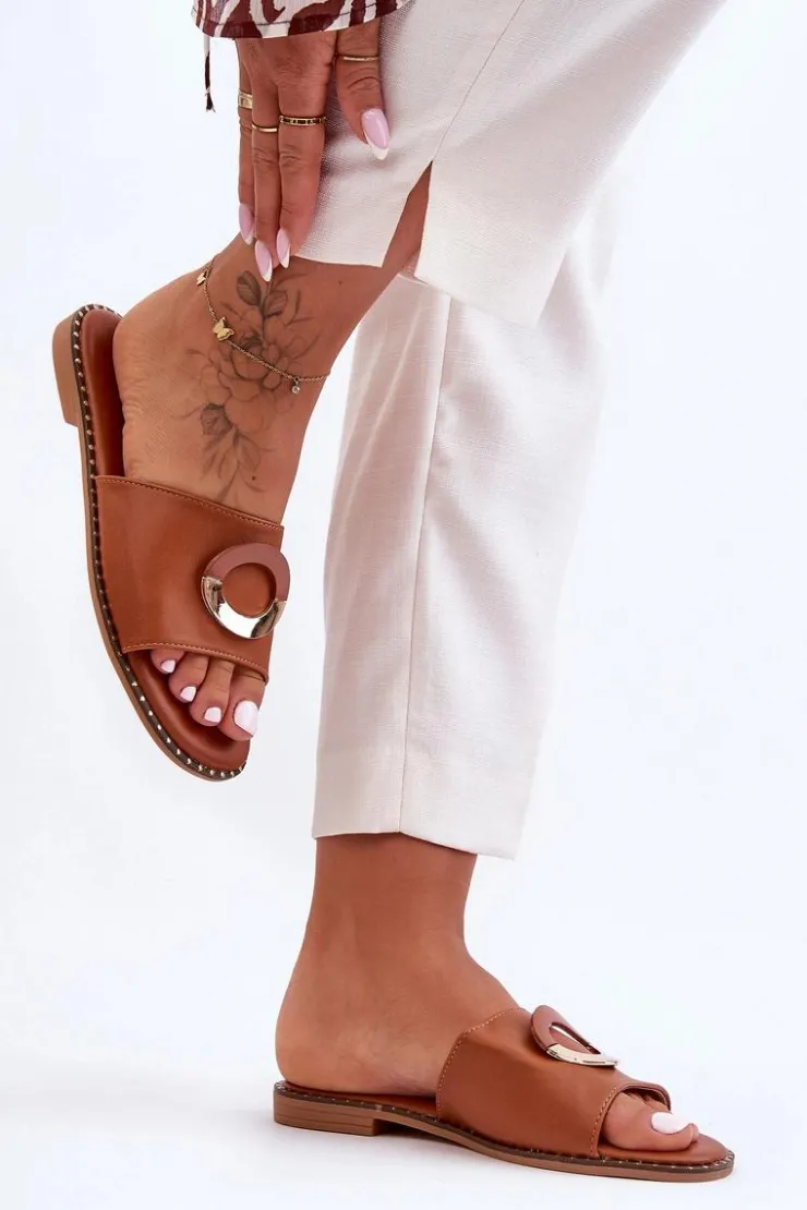 Damskie Boto Damskie Klapki Z Ozdobą Brązowe Sherry