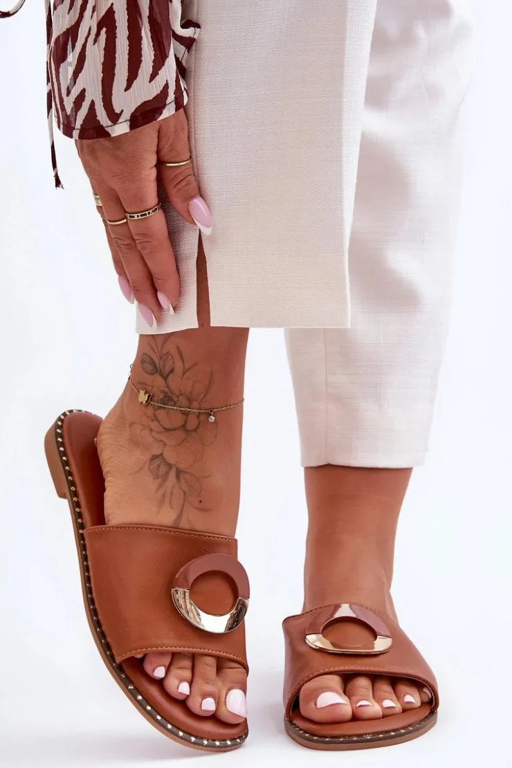 Damskie Boto Damskie Klapki Z Ozdobą Brązowe Sherry