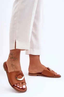 Damskie Boto Damskie Klapki Z Ozdobą Brązowe Sherry