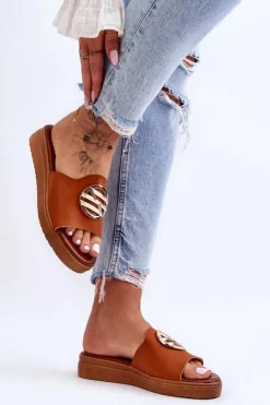 Best Boto Damskie Klapki Z Ozdobą Camel Secrets