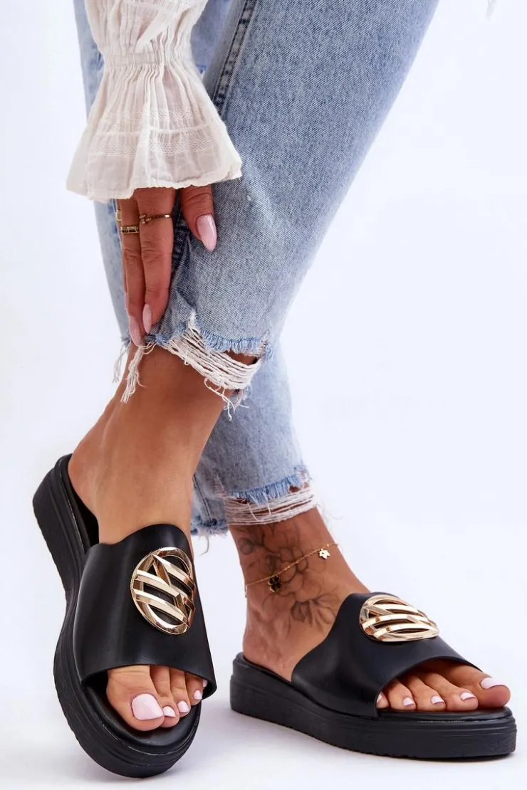 Boto Klapki Na Platformie|Klapki Damskie Klasyczne*Damskie Klapki Z Ozdobą Czarne Secrets