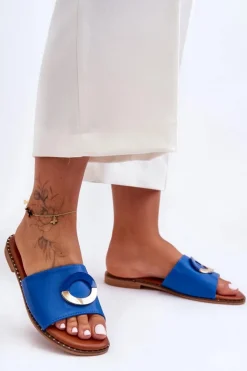 Online Boto Damskie Klapki Z Ozdobą Niebieskie Sherry