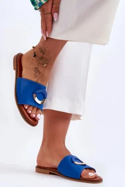 Online Boto Damskie Klapki Z Ozdobą Niebieskie Sherry