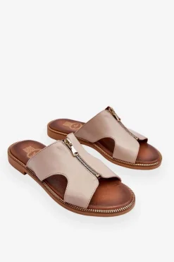 Damskie Boto Damskie Klapki Z Ozdobnym Zamkiem Beżowe Lemar Clarence