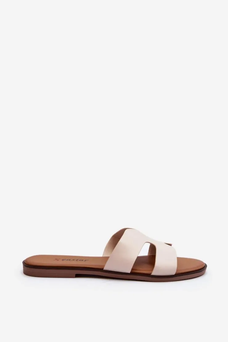 New Boto Damskie Klapki Z Wycięciem Beżowe Lumossa