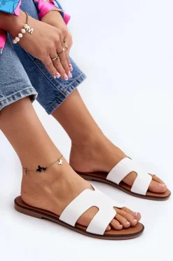 Damskie Boto Damskie Klapki Z Wycięciem Białe Lumossa