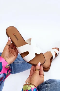 Damskie Boto Damskie Klapki Z Wycięciem Białe Lumossa