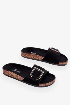 Boto Damskie Klapki Zamszowe Na Platformie Czarne Festil