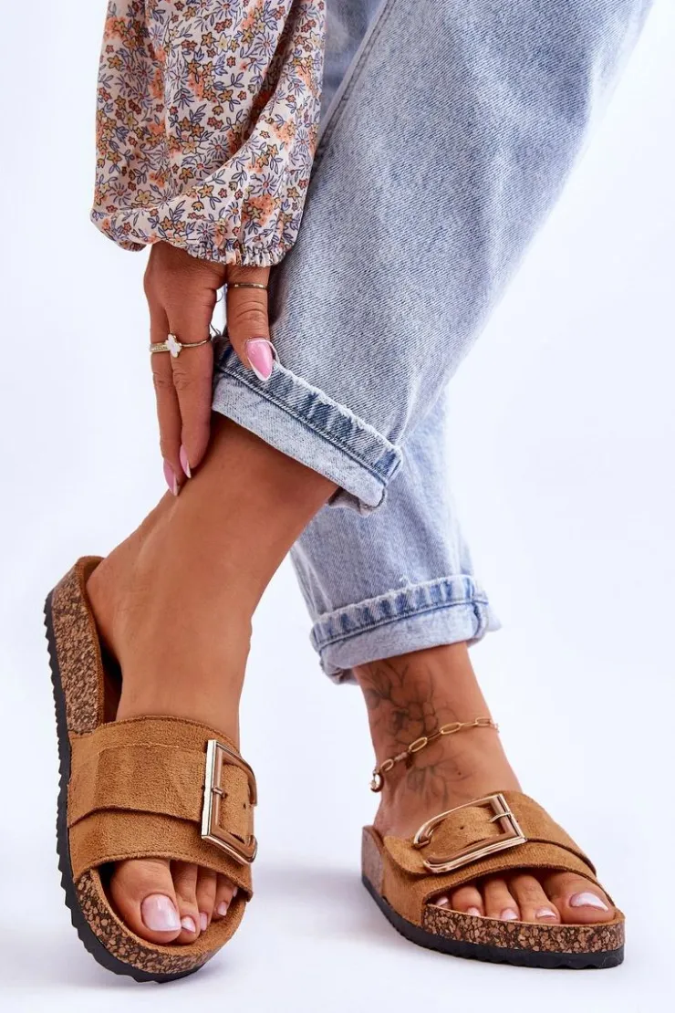 Boto Klapki Korkowe|Klapki Na Platformie*Damskie Klapki Zamszowe Na Platformie Camel Festil