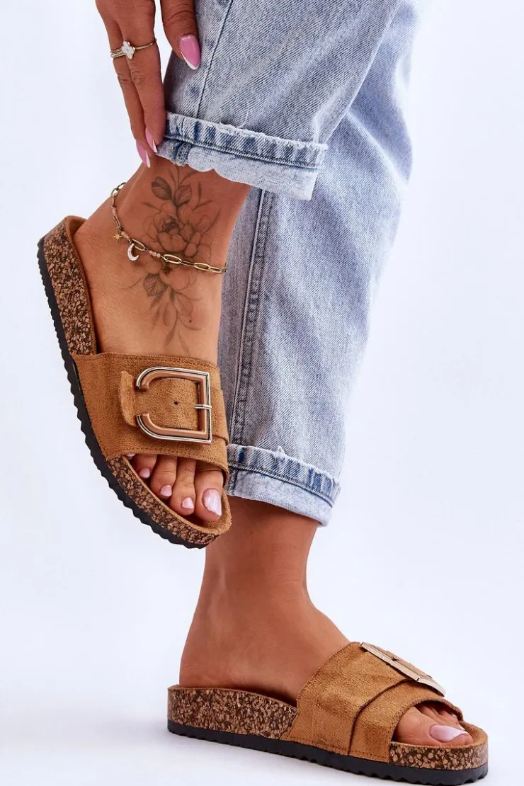 Boto Klapki Korkowe|Klapki Na Platformie*Damskie Klapki Zamszowe Na Platformie Camel Festil