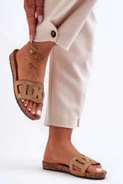 Damskie Boto Damskie Klapki Zdobione Ćwiekami Brązowe Evelins