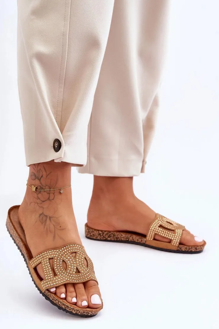 Damskie Boto Damskie Klapki Zdobione Ćwiekami Brązowe Evelins