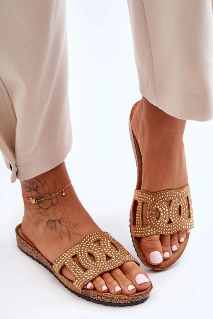 Damskie Boto Damskie Klapki Zdobione Ćwiekami Brązowe Evelins