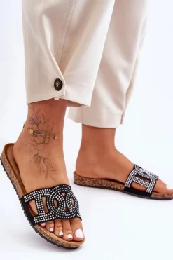 Damskie Boto Damskie Klapki Zdobione Ćwiekami Czarne Evelins