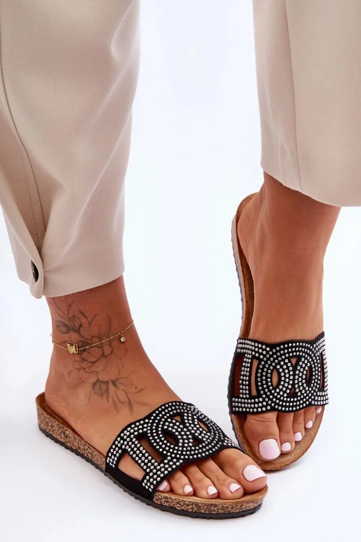 Damskie Boto Damskie Klapki Zdobione Ćwiekami Czarne Evelins