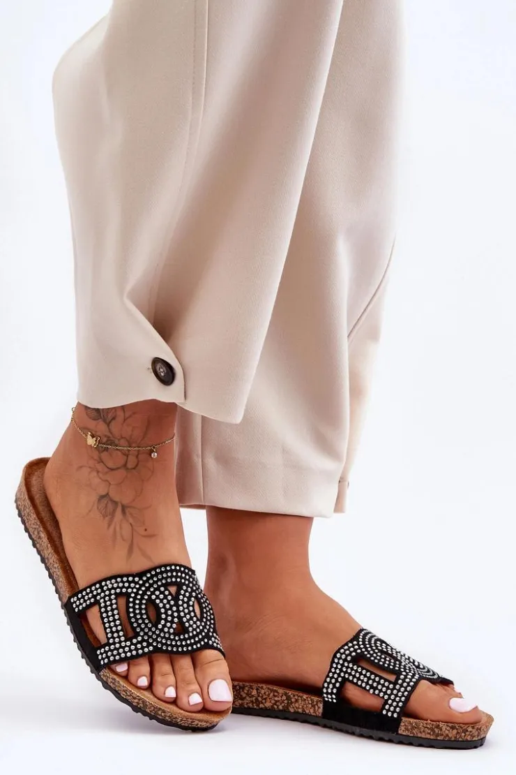 Damskie Boto Damskie Klapki Zdobione Ćwiekami Czarne Evelins