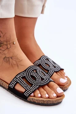 Damskie Boto Damskie Klapki Zdobione Ćwiekami Czarne Evelins