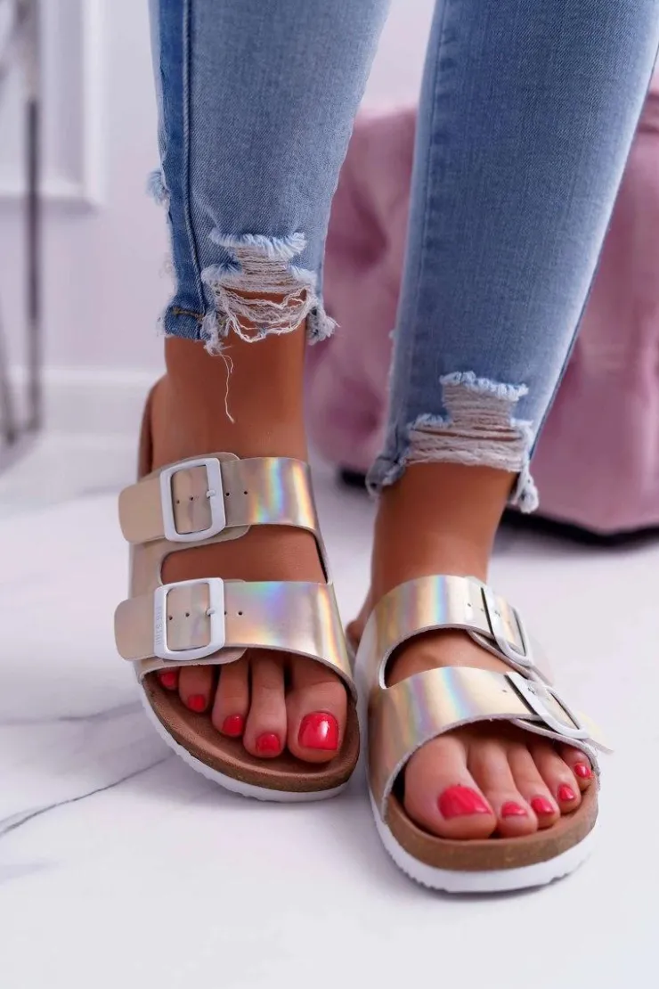 Big Star Shoes Klapki Damskie Big Star|Klapki Damskie Klasyczne*Damskie Klapki Złote Big Star DD274135