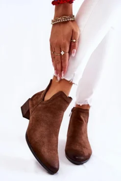 Damskie Buty damskie Vinceza Damskie Klasyczne Botki Na Suwak Brązowe Ellene