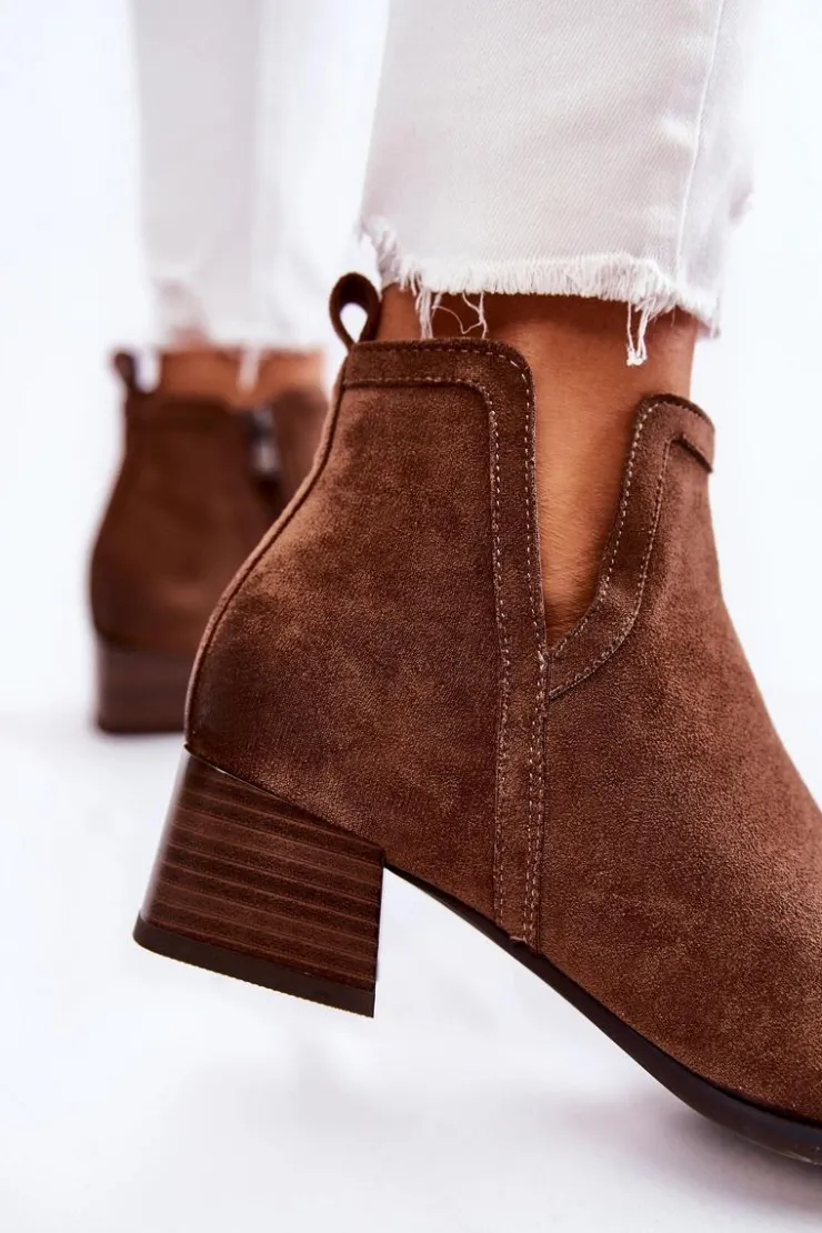 Damskie Buty damskie Vinceza Damskie Klasyczne Botki Na Suwak Brązowe Ellene