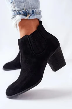 Damskie Boto Damskie Klasyczne Botki Zamszowe Czarne Flashbrook