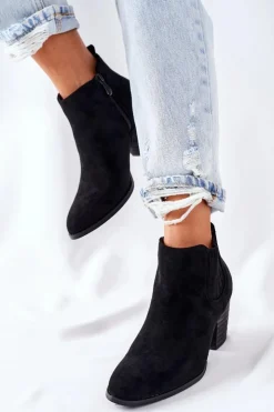 Damskie Boto Damskie Klasyczne Botki Zamszowe Czarne Flashbrook