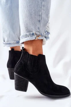 Damskie Boto Damskie Klasyczne Botki Zamszowe Czarne Flashbrook