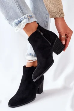 Damskie Boto Damskie Klasyczne Botki Zamszowe Czarne Flashbrook