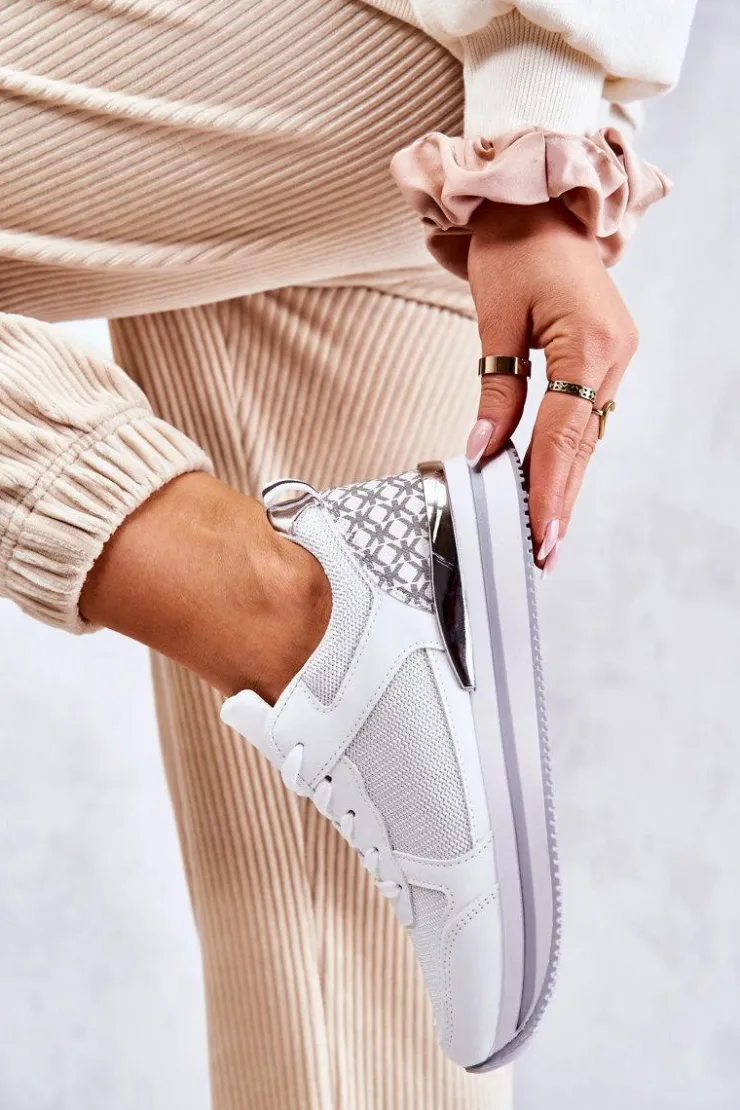 Sale Boto Damskie Klasyczne Buty Sportowe Na Koturnie Białe Advanced