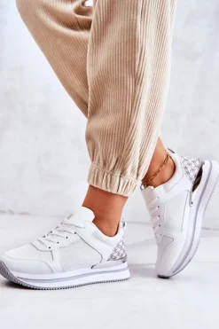 Sale Boto Damskie Klasyczne Buty Sportowe Na Koturnie Białe Advanced