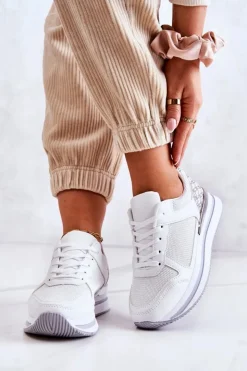 Sale Boto Damskie Klasyczne Buty Sportowe Na Koturnie Białe Advanced