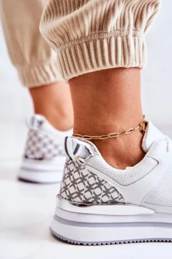 Sale Boto Damskie Klasyczne Buty Sportowe Na Koturnie Białe Advanced