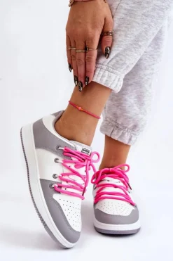 Boto Buty Sportowe Na Platformie|Sneakersy Damskie*Damskie Klasyczne Buty Sportowe Podwójnie Sznurowane Biało-Szare Jella