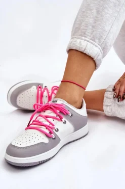 Boto Buty Sportowe Na Platformie|Sneakersy Damskie*Damskie Klasyczne Buty Sportowe Podwójnie Sznurowane Biało-Szare Jella