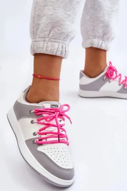 Boto Buty Sportowe Na Platformie|Sneakersy Damskie*Damskie Klasyczne Buty Sportowe Podwójnie Sznurowane Biało-Szare Jella