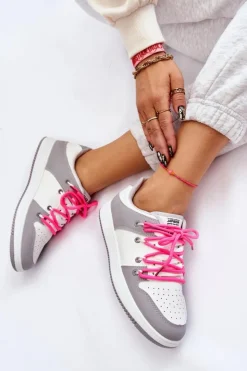 Boto Buty Sportowe Na Platformie|Sneakersy Damskie*Damskie Klasyczne Buty Sportowe Podwójnie Sznurowane Biało-Szare Jella