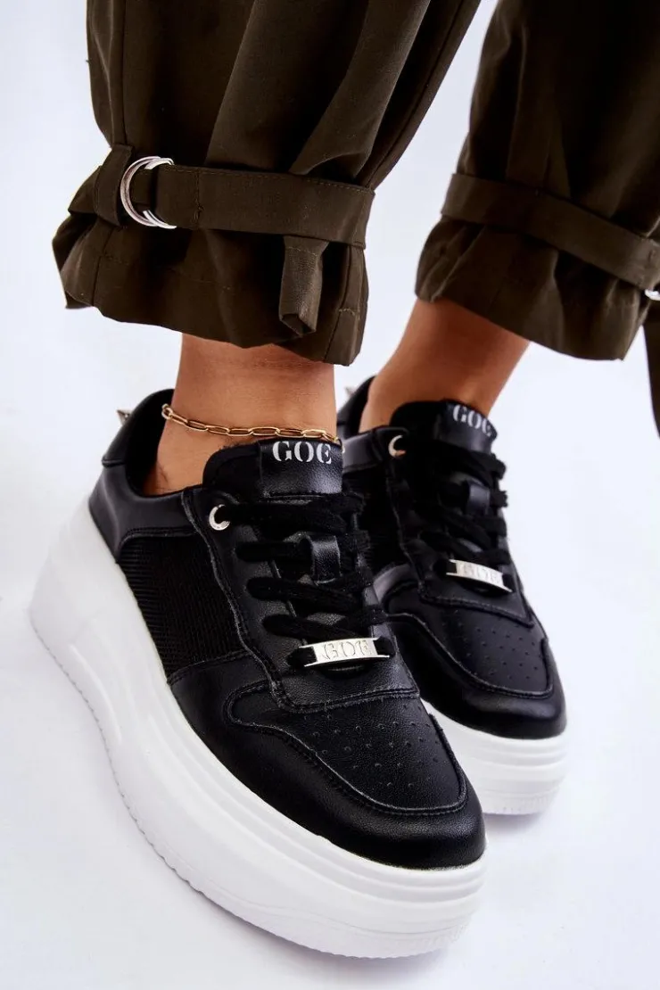 GOE Sneakersy Damskie*Damskie Klasyczne Buty Sportowe LL2N4061 Czarne Czarny